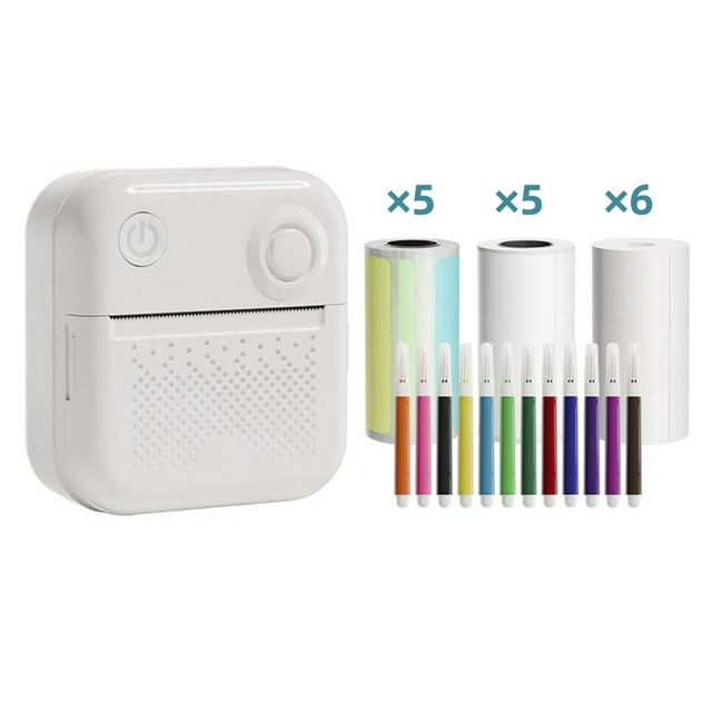 Riwcyla Pocket Printer Portable Thermal Instant Photo Printing Label Maker Machine BT Wireless Connect Compatible with Android or iOS APP Support Receipt Label Memo Sticker Notes Lists Scrapbook DI