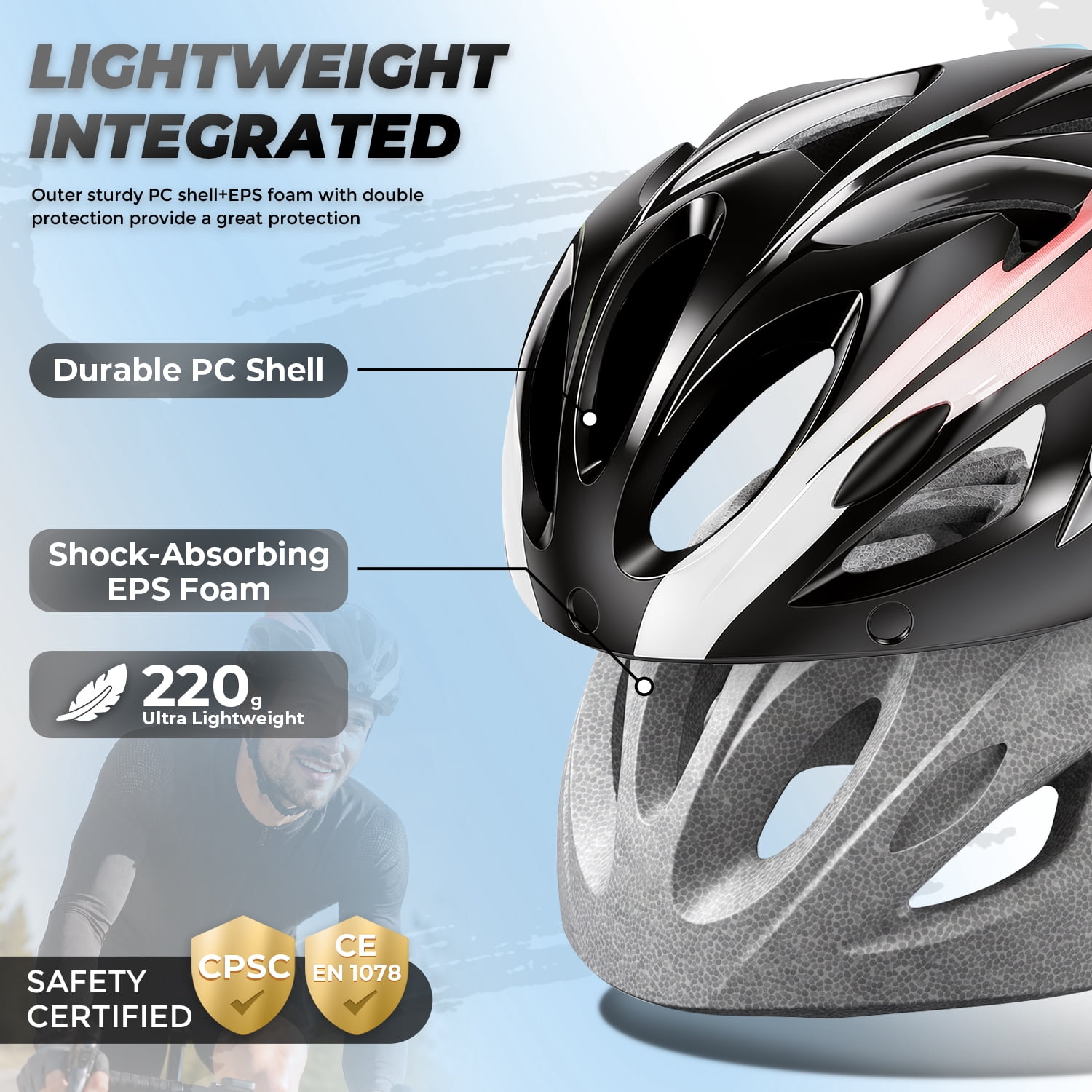 VICTGOAL Bike Helmet for Adults with Light and Goggles Lightweight MTB Road Bicycle Helmets for Men Women Cycling Ebike Scooter