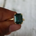 thumbnail image 5 of Emerald Quartz Sterling Silver Cocktail Ring: Handmade Baguette Gemstone, 5 of 6