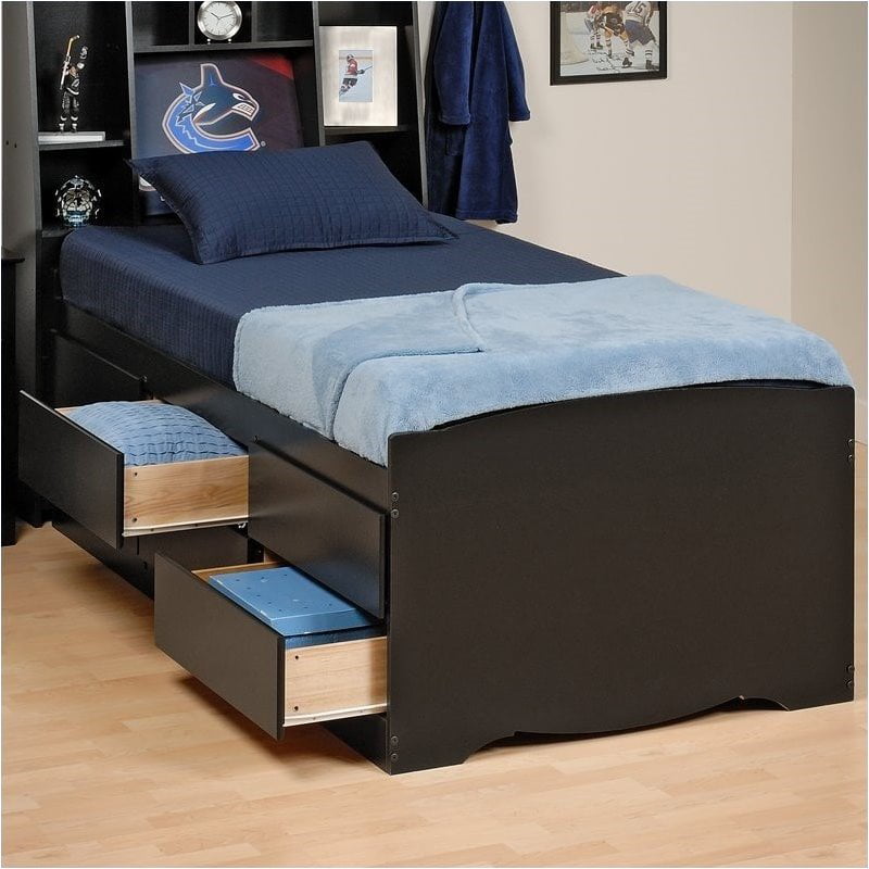 Details about   Pemberly Row Twin Captain Storage Bed in Black 
