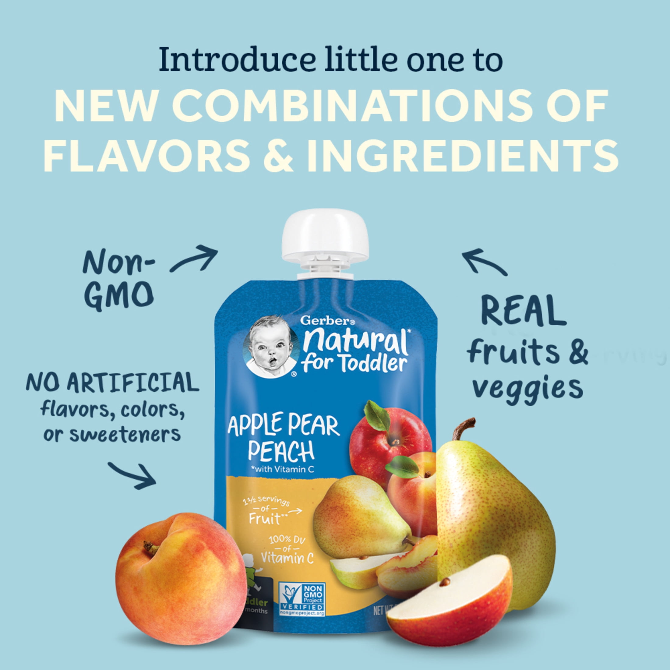 Gerber Toddler Food, Banana Blueberry Purple Carrot Greek Yogurt Mixed Grains, 3.5 oz Pouch