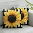 thumbnail image 3 of Acheng  Decorative Sunflower Pillow Cover Yellow Black Buffalo Plaid Throw Pillow Cover Set of 2 Farmhouse Sunflower Decor for Home Outdoor Sofa Couch, fall flower pillow case (no Insert) 12x12in, 3 of 7