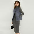 thumbnail image 6 of Womens Petite Short Down Vest Light Packable Round Collar V Neck Vest, 6 of 6