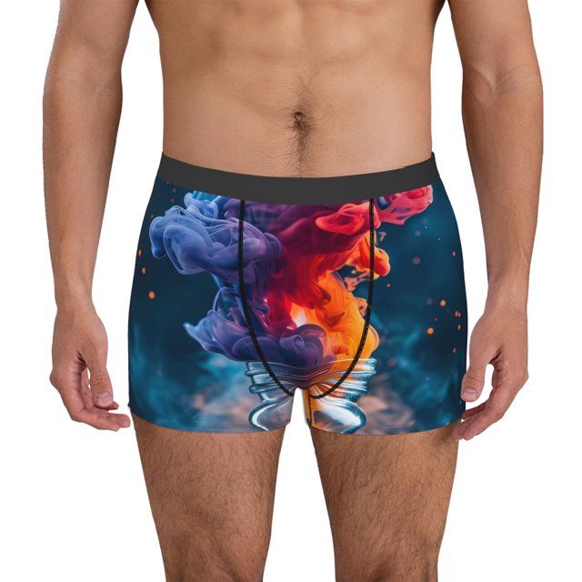 Balery Modern Art Red And Blue Colors Calzoncillos bóxer para hombre, ropa interior de algodón suave y transpirable con cinturilla de nailon-Small