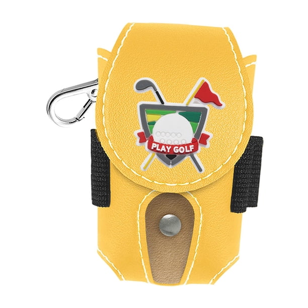 Riñonera de piel sintética para pelotas de golf, multiusos, portátil, ideal como regalo para golfistas. Amarillo