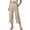 Beige, variant on Nestiefly Women's 2026 Linen Cropped Pants Elastic Waist Wide Leg Summer Beach Capris Gray S