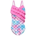 thumbnail image 2 of Hienoo Toddler Girls One-Piece Swimsuit Scale Print Ruffle Swimwear Bathing Suit Monokini, 2 of 8