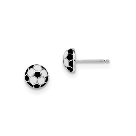Childrens Sterling Silver Birthstone Earrings - Sterling Silver Madi K Childrens Enamel Soccer ball Post Earrings 8x8 mm