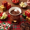 thumbnail image 5 of Ceramic Christmas Chocolate Fondue Mug Set with Forks and Tea Light Warmer for Cheese and Caramel Dipping, 5 of 6