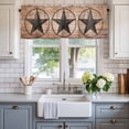 thumbnail image 2 of Western Star Retro Farmhouse Short Window Curtain Valances, Country Farmhouse Brown Wooden Grain Rod Pocket Kitchen Valances for Living Room Bedroom Bathroom Cafe 42" x 18", 2 of 8