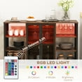 thumbnail image 4 of HOMCOM LED Wine Cabinet with Charging Station Glass Holders, Rustic Brown, 4 of 10