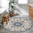 thumbnail image 3 of Round Rugs 4Ft, Blue Boho Round Area Rug Washable Indoor Throw Carpet, Rustic Southwestern Ethnic Geometric Soft Non Slip Circle Rug for Kitchen Nursery Room Home Decor Aesthetic, 3 of 8
