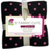 VIP Fabrics Creative Cuts 5" Fabric Squares, Black/Pink Medley