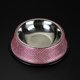 thumbnail image 4 of Cuenco de cristal para mascotas de 15 cm, cuenco de agua para perros y gatos con incrustaciones de diamantes de imitación de acero inoxidable, 4 of 5