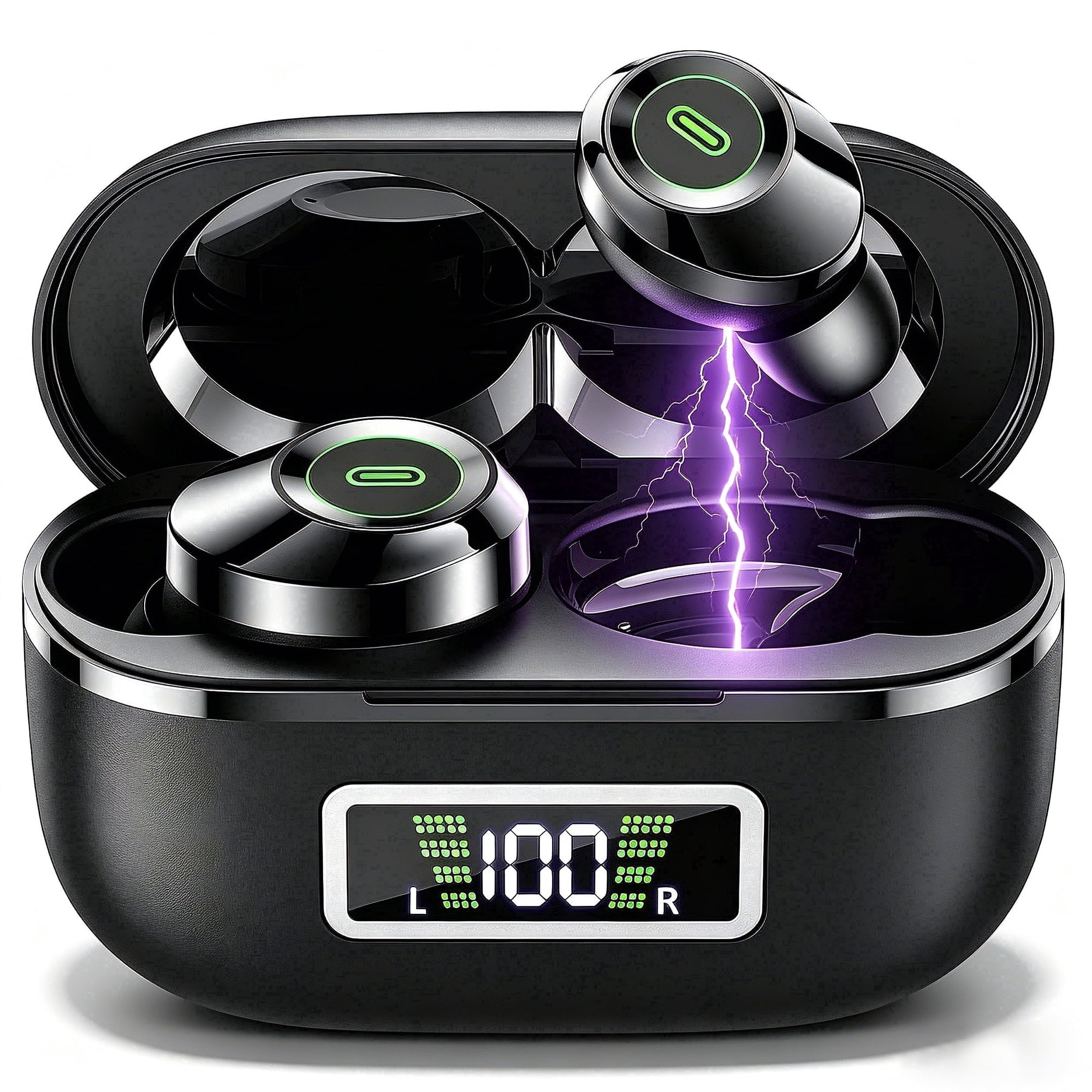 Wireless Earbuds, Bass Stereo Bluetooth Headphones Noise Cancelling Earphones