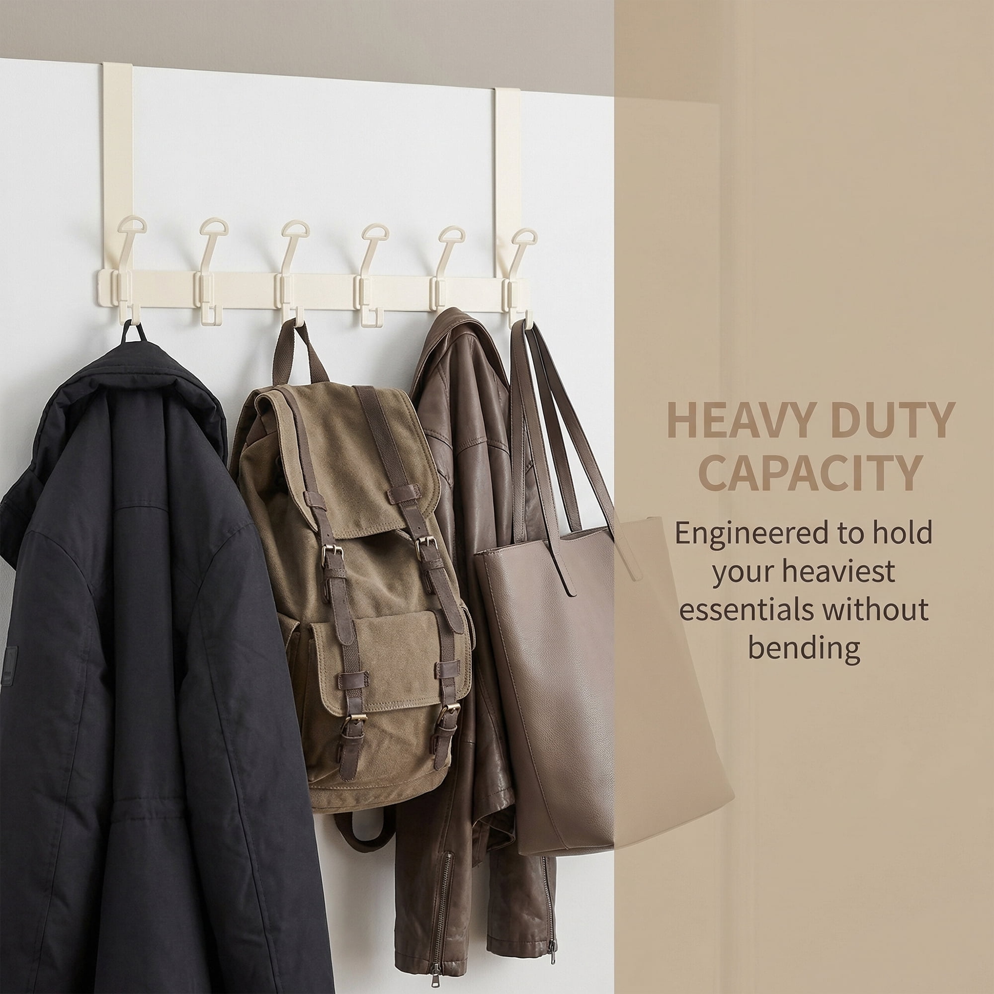 Unique Bargains Coat Rack Wall Mount with 6 Hooks for Entryway Bedroom White 15.4"x11"