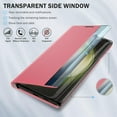 thumbnail image 4 of for Samsung Galaxy S23 Ultra 5G Case View Clear Smart Window Leather for Samsung S23 Ultra Case Luxury Flip Slim Mirror Hard PC Kickstand Shockproof Galaxy S23 Ultra Cover Protective (Pink), 4 of 14