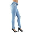 thumbnail image 5 of Fashion2Love Women's Juniors Butt Lift Push Up Mid Waist Ripped Distressed Skinny Jeans, 5 of 10