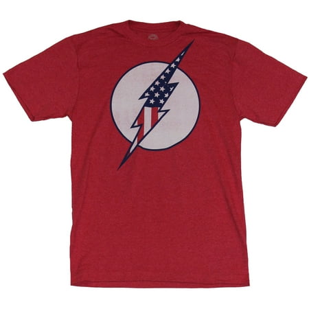 Flash (DC Comics) Mens T-Shirt - Distressed Americana Style Flash Logo (Best Flash Sale Sites For Men)