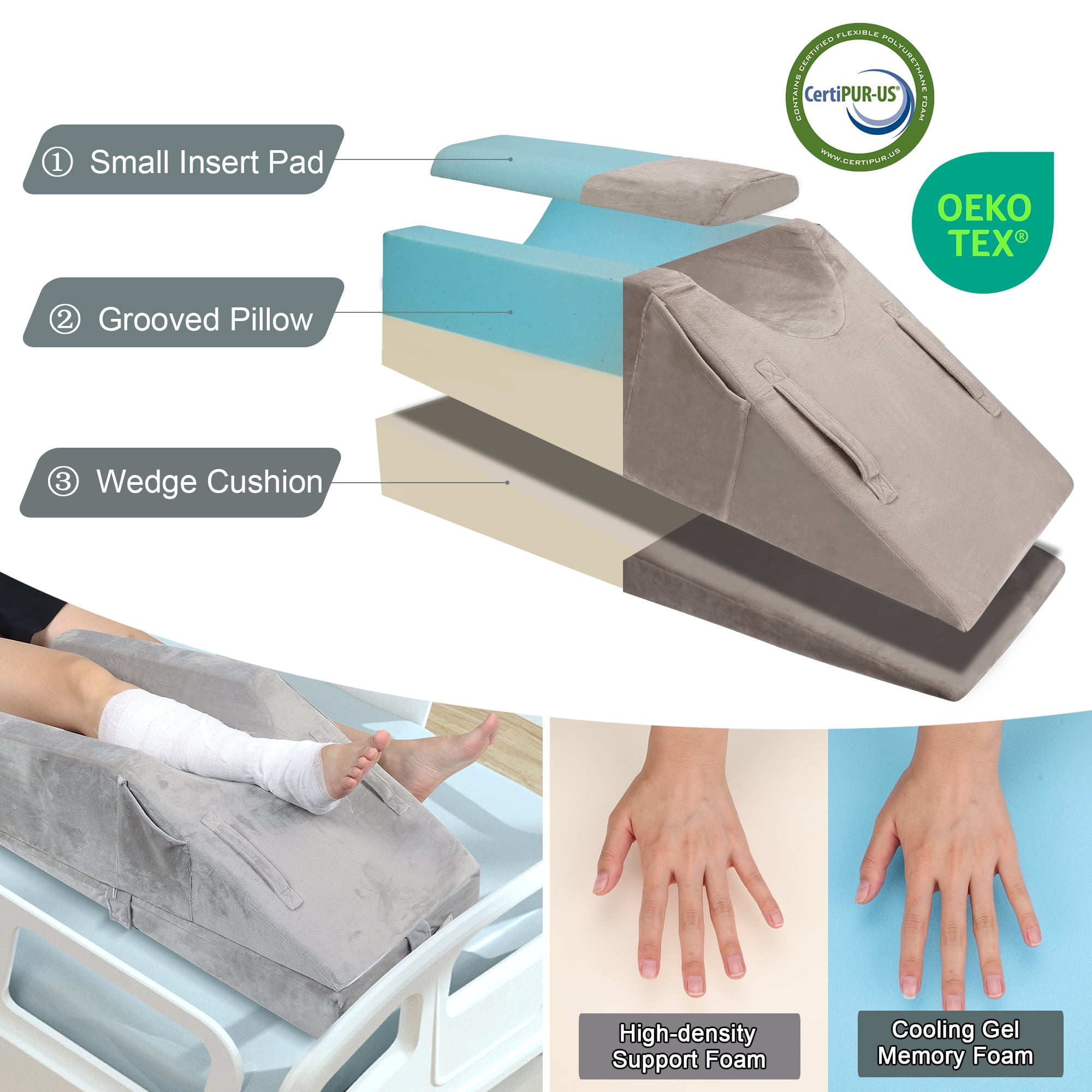 WDBBYL Leg Elevation Pillow, Adult, Removable Cover, Faux Velvet, 1 Pack