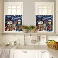 thumbnail image 4 of Christmas Snowman Kitchen Curtains and Valances Set, Xmas Box Winter Wreaths Lights Navy Blue Rod Pocket Window Valance Window Curtain Panels for Living Room Bedroom Laundry, 27.5x36in, 3 Pieces, 4 of 7