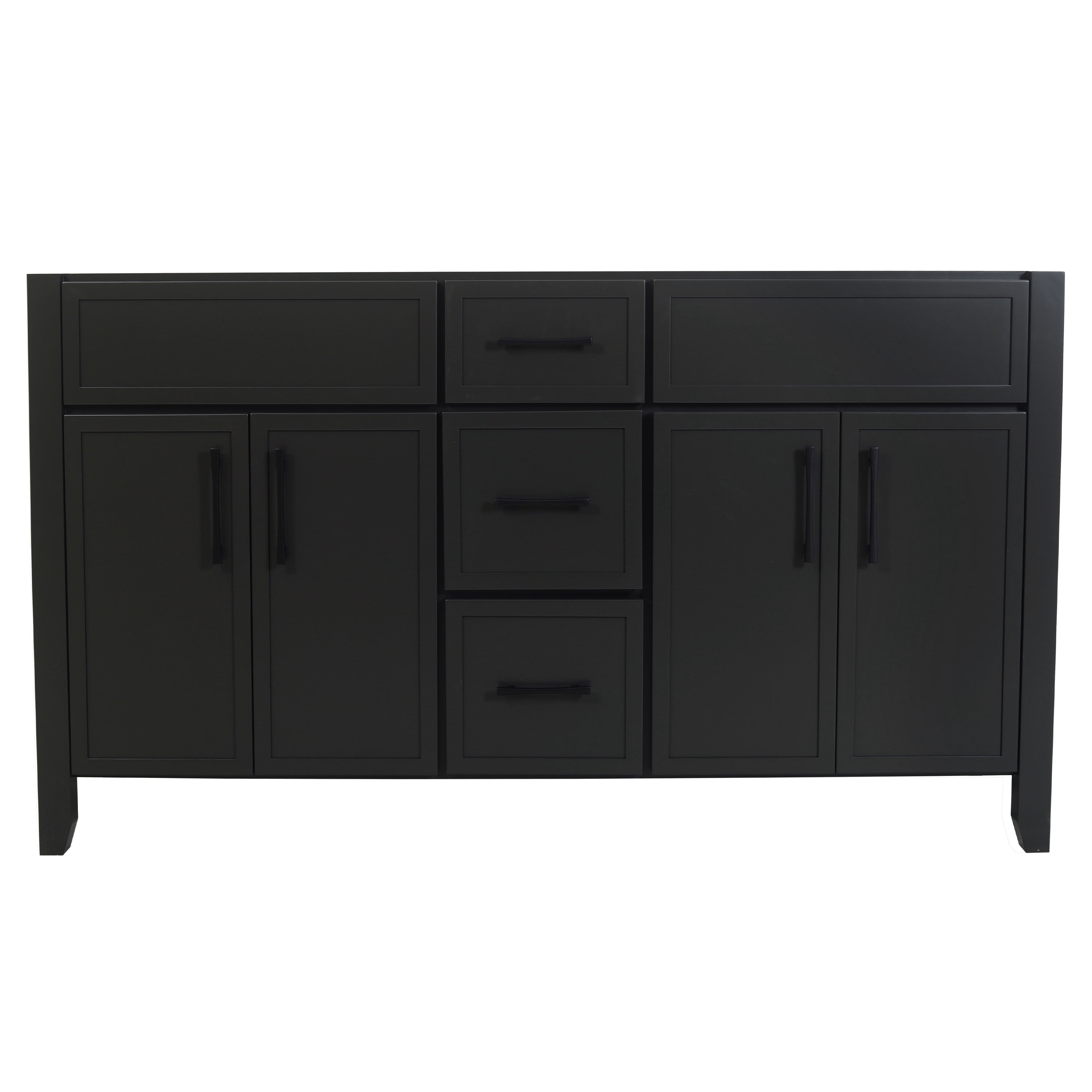 Design House Dawson 60-Inch Bathroom Vanity Cabinet, Ready to Assemble, 4-Door 3-Drawer Freestanding, Comfort Height 34 in., Sherwin-Williams® Iron Ore, Matte Black Hardware, 228453-IO-RTA