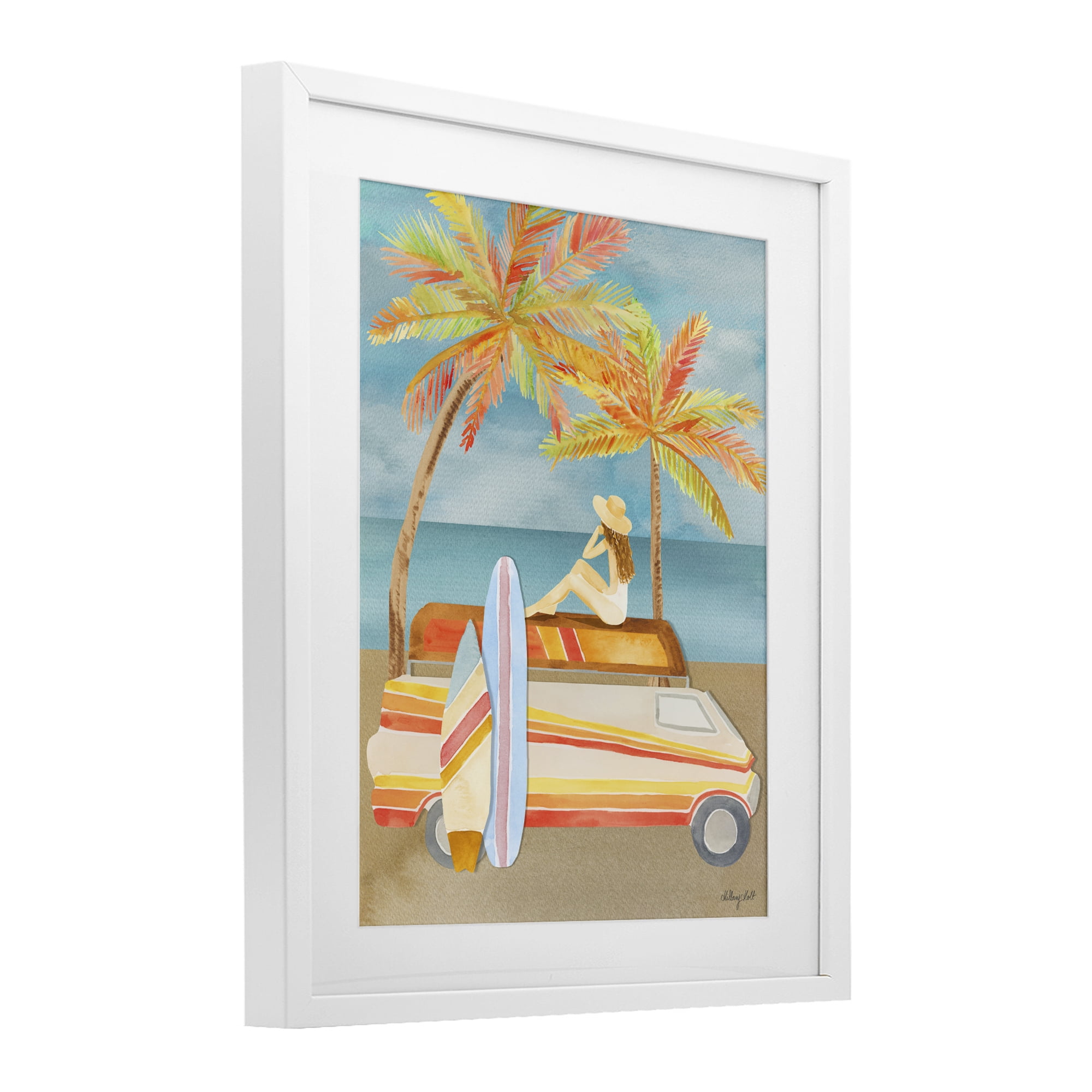 Stupell Industries California Road Trip White Framed Print Under Glass, design by Hillary Holt