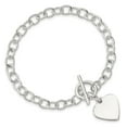 thumbnail image 5 of Diamond2Deal 925 Sterling Silver Polished Engraveable Heart Charm Bracelet for Women 8.5", 5 of 6