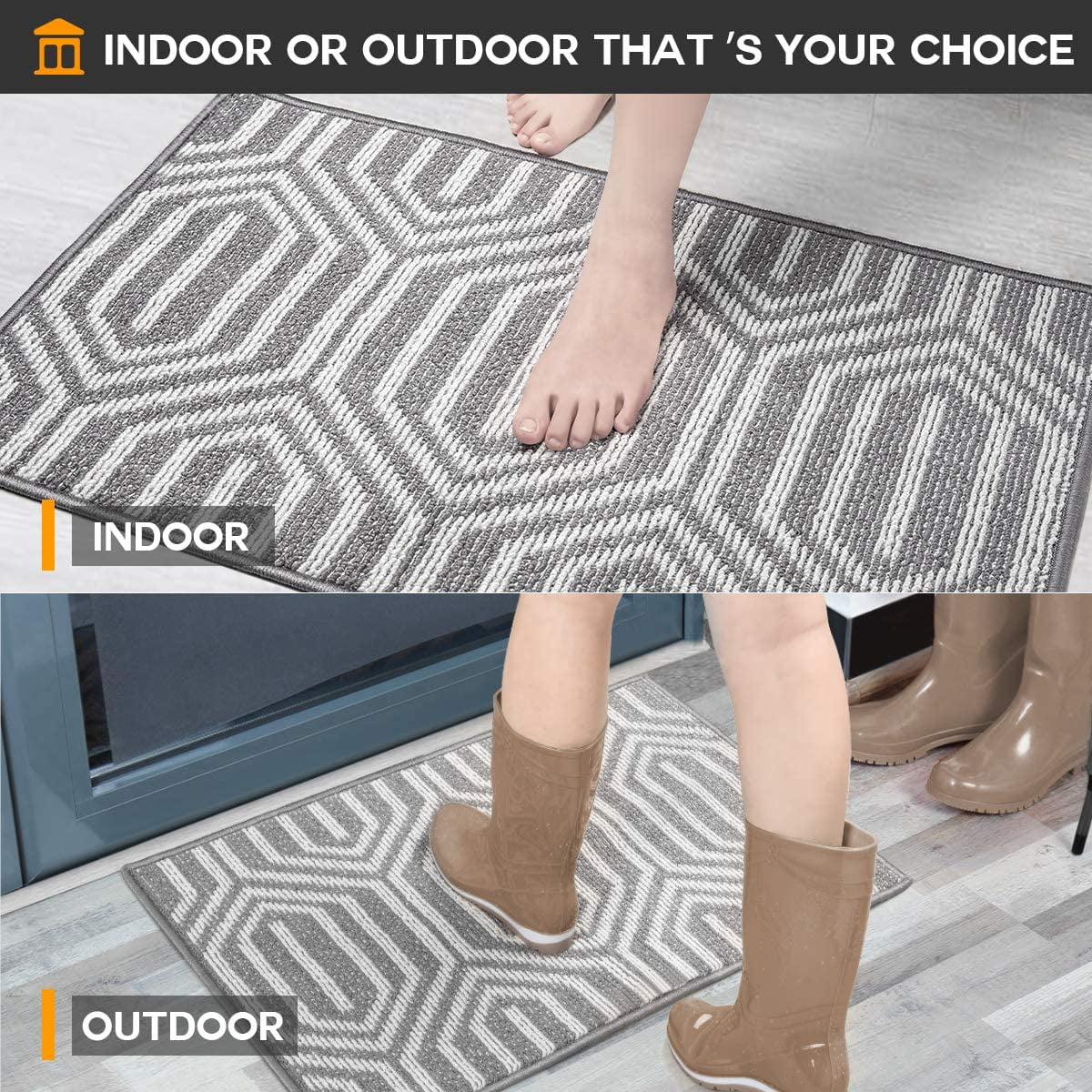 Indoor Doormat,Front Back Door Mat Rubber Backing Non Slip Door Mats  24”x35” Abs