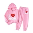 thumbnail image 5 of Taybagh Girls Spring Outfits Hoodie Long Pants Set 5t Girls Clothes with Love Graphic Printed Tracksuit, 5 of 5