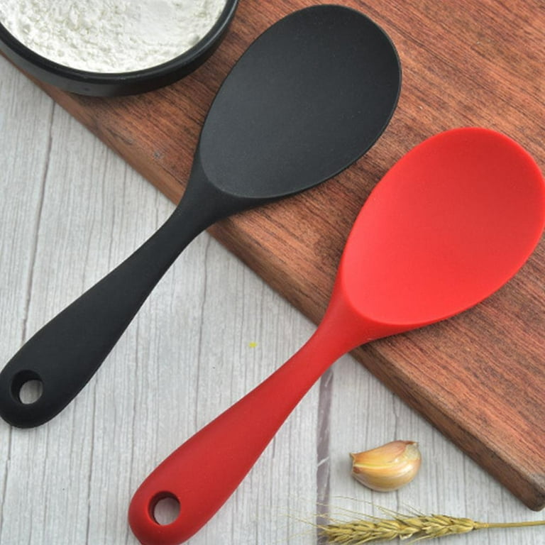 Nipiin 5PCS/SET Silicone Kitchen Utensils Non-Stick Rubber Spatula/Rice  Spoon/Soup Spoon Handle Heat Resistant Food Grade
