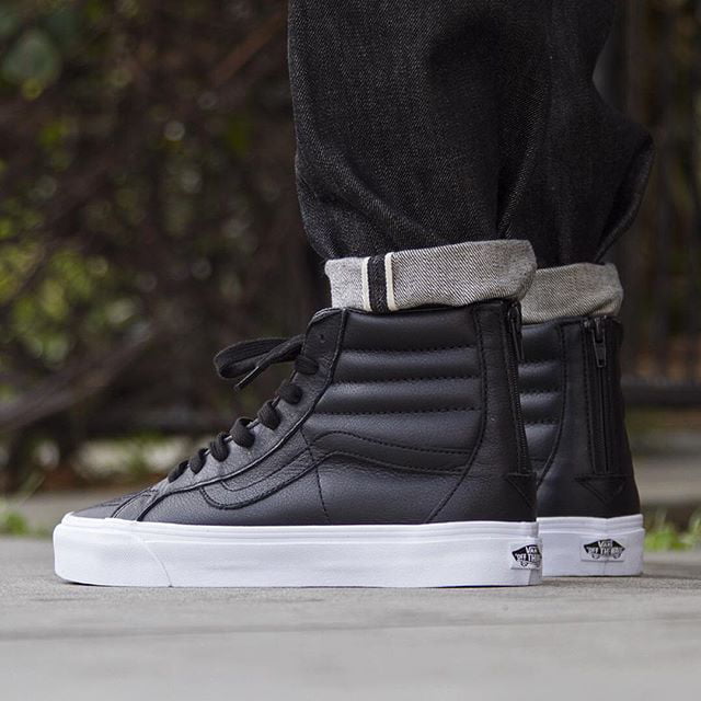 Vans Reissue Zip Premium Leather Black / Tue White High-Top Skateboarding Shoe - 10.5M -
