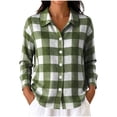 thumbnail image 3 of Luivaraty Flannel Plaid Shirts for Women Button Down Lapel Tops Fashion Casual Long Sleeve Dressy Shirts，S-2XL, 3 of 6