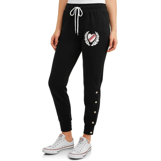 red graphic joggers