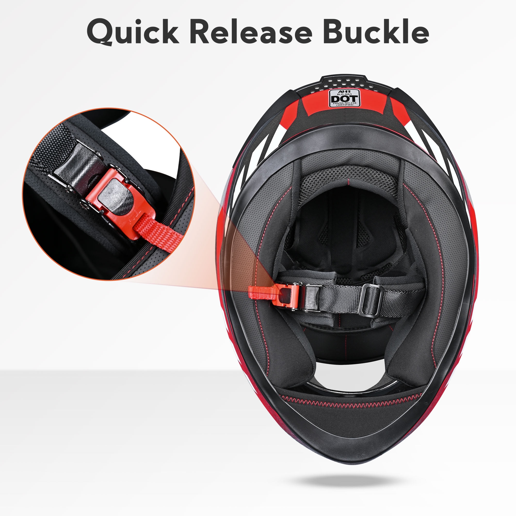 AHR RUN-F3 Full Face Motorcycle Helmet DOT Approved Lightweight Street Bike Touring Racing S
