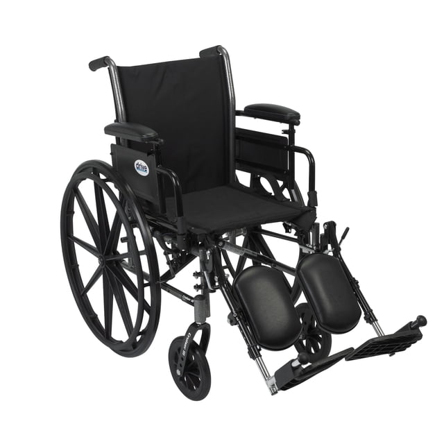 Silla de ruedas ligera Drive Medical Cruiser III con brazos abatibles y extraíbles, reposabrazos de escritorio de altura ajustable y reposapiernas elevables, 20''