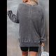 thumbnail image 5 of Sudadera de Cuello Redondo de Punto Gofre de Gran Tamaño para Mujer, Sudadera Informal de Larga con Laterales Gris M, 5 of 7
