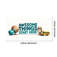 thumbnail image 3 of Vibrant Awesome Start Here Banner with Apple School Bus and Clock Elements Backdrop for School Events Back to School Parties Classroom Decorations Photo Booth Setups, 3 of 4