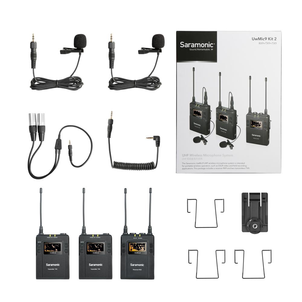 Saramonic UwMic9 RX9+TX9+TX9 2-Person Wireless UHF Lavalier Mic System with Portable Camera-Mountable Receiver