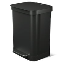 Glad Step Trash Can, Series 2 Soft Close Garbage Bin with Odor Protection, 13 Gal, Black