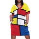 thumbnail image 1 of Mondrian minimalista vanguardista De Stijl arte moderno abstracto vestido suelto con bolsillos vestidos De mujer vestido elegante De lujo, 1 of 7