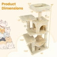 thumbnail image 3 of Costway 44" Tall Multi-level Cat Tree with Cushion Top Perch, 2-Entrance Large Cat Condo Beige, 3 of 10