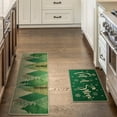 thumbnail image 2 of Let It Snow Christmas Tree Kitchen Rugs Sets of 2, Winter Xmas Kitchen Mats for Floor Non Skid Washable, Green Farmhouse Style Decor for Home Kitchen Doormat 17x29 and 17x47 Inch, 2 of 6
