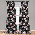 thumbnail image 4 of Ambesonne Vintage Curtains, Continuous Roses Romantic, Pair of 28"x95", Soft Pink and Hunter Green, 4 of 5