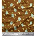 thumbnail image 1 of Soimoi Modal Satin Fabric Leaves & Owl Bird Printed Fabric 1 Yard 42 Inch Wide, 1 of 1
