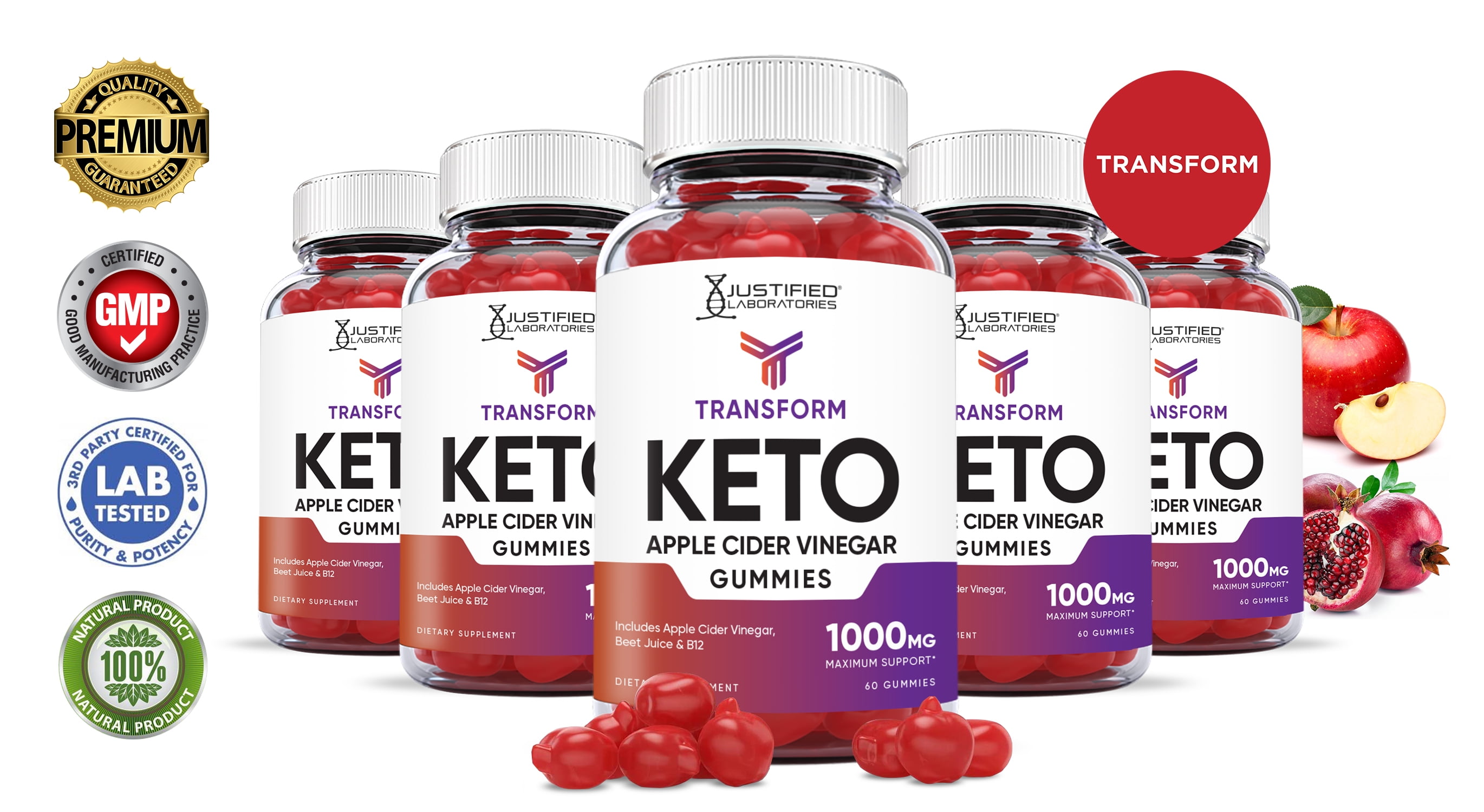 (5 Pack) Transform Keto ACV Gummies 1000MG Dietary Supplement 300 ...