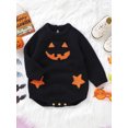 thumbnail image 2 of Wassery Infant Baby Girls Boys Halloween Costumes Long Sleeve Crew Neck Pumpkin Face Romper Bodysuit Halloween Dress Up 0-18 Months, 2 of 8
