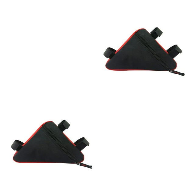 ZLight Bicycle Bike Zippered Storage Bag Triangle Saddle Frame Adjustable Cycling Pouch Black+Red 2Set