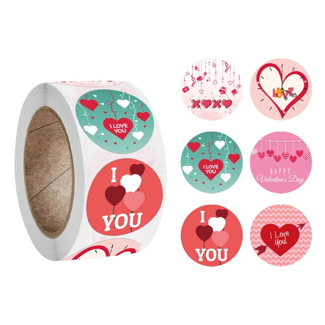 Bearachild 500 uds/rollo de pegatinas de corazón, etiquetas redondas para hornear, bolsa de almacenamiento, decoraciones DIY, calcomanías de sellado, Herramientas y accesorios para hornear Bearachild HA002749-00
