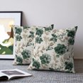 thumbnail image 2 of Pillow Covers 18x18 Set of 2, Green Florals Throw Pillow Covers Decorative Couch Cushion Cover, Farmhouse Botanical Peonies Vintage Leaves Microfiber Soft Pillowcases for Bedroom Living Room Sofa, 2 of 9